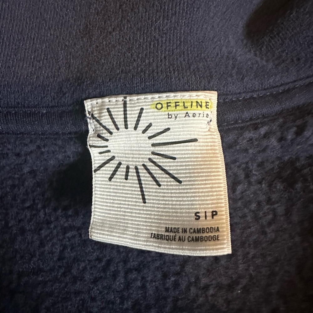 Aerie OFFLINE Navy and White Coastal Cropped Sweatshirt - Picture 2 of 2